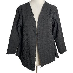 HEYDARI Black Textured Open‎ Jacket Lagenlook Medium